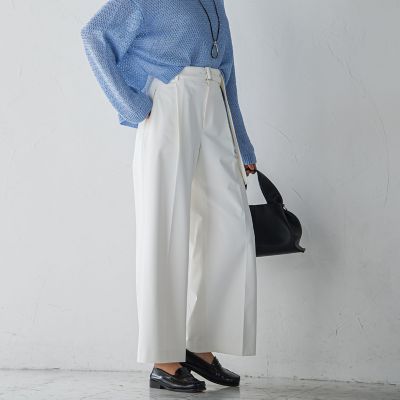 ベルト付きワイドシルエットパンツ≪洗濯機で洗える≫