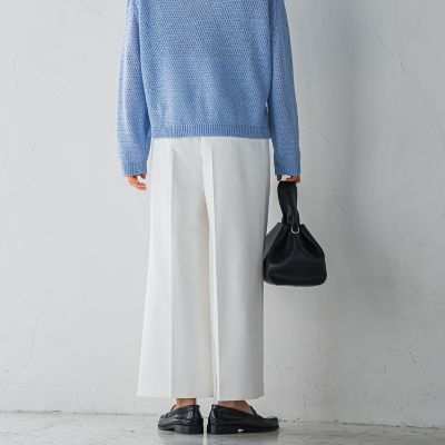 ベルト付きワイドシルエットパンツ≪洗濯機で洗える≫