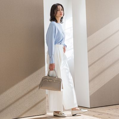 ベルト付きワイドシルエットパンツ≪洗濯機で洗える≫