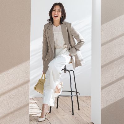 ベルト付きワイドシルエットパンツ≪洗濯機で洗える≫