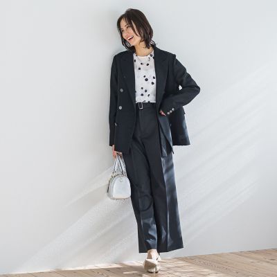 ベルト付きワイドシルエットパンツ≪洗濯機で洗える≫