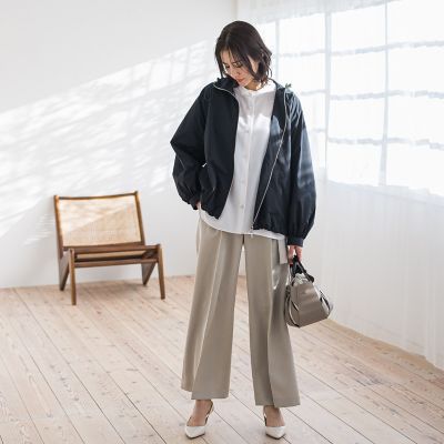 ベルト付きワイドシルエットパンツ≪洗濯機で洗える≫