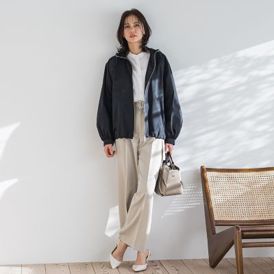 ベルト付きワイドシルエットパンツ≪洗濯機で洗える≫