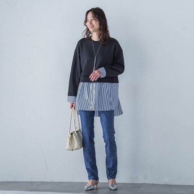 デニムプリントハイテンションジャージパンツ≪洗濯機で洗える