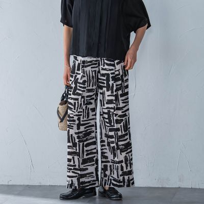 ＜LAUTREAMONT (Women)＞麻調ボイルプリントパンツ≪洗濯機で洗える≫