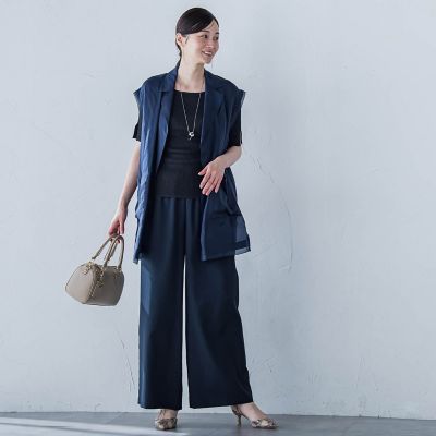 【ＷＥＢ限定】フィルムストライプイージーパンツ　≪手洗い可能≫