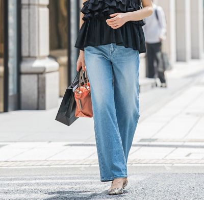 【ＪＡＰＡＮ　ＢＬＵＥ　ＪＥＡＮＳ】デニムワイドパンツ≪洗濯機で洗える≫