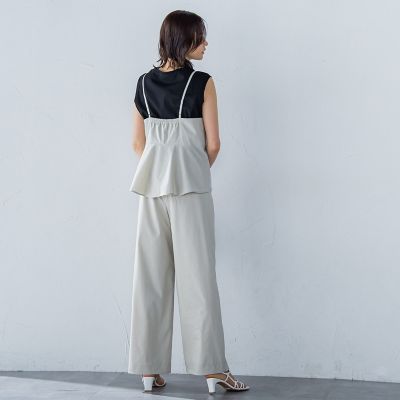 サテンコードワイドパンツ≪セットアップ対応／洗濯機で洗える≫