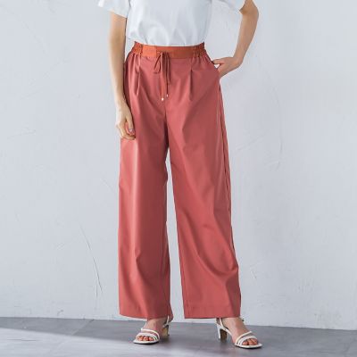 サテンコードワイドパンツ≪セットアップ対応／洗濯機で洗える≫
