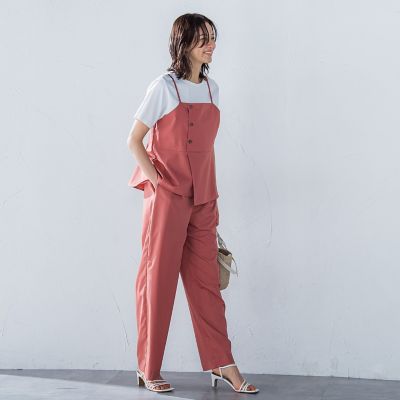 サテンコードワイドパンツ≪セットアップ対応／洗濯機で洗える≫