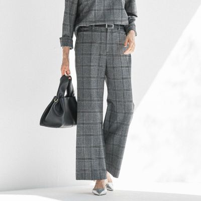 LAUTREAMONT (Women)/ロートレアモン 両面起毛ワイドパンツ&#8810;WEB限定13号/洗える/セットアップ対応&#8811; 40チェック(グレー) パンツ・ズボン【三越伊勢丹/公式】