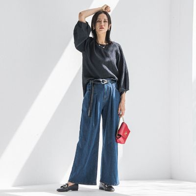 WEB限定】365デニムパンツ ワイドシルエット≪洗える