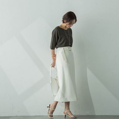 ハイウエストナロースカート≪洗える／シワになりにくい≫