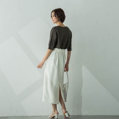 ハイウエストナロースカート≪洗える／シワになりにくい≫