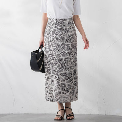 ＜LAUTREAMONT (Women)＞マッププリントスカート≪洗濯機で洗える≫