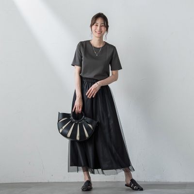 チュールタフタリバーシブルスカート≪洗濯機で洗える≫