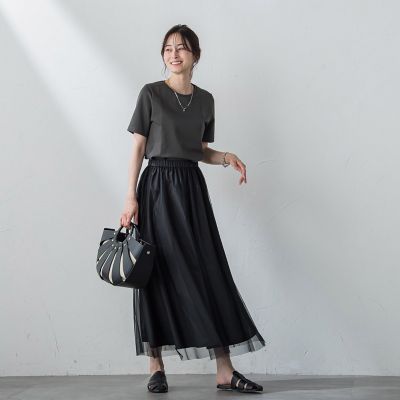 チュールタフタリバーシブルスカート≪洗濯機で洗える≫