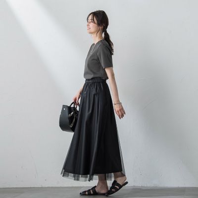 チュールタフタリバーシブルスカート≪洗濯機で洗える≫