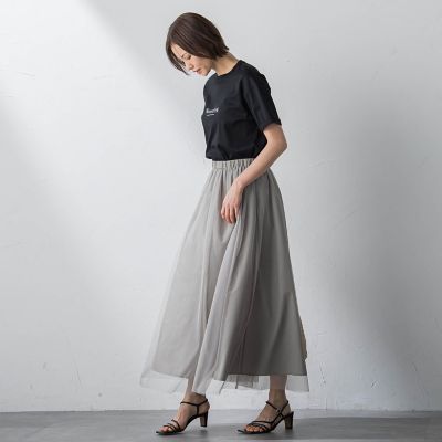 チュールタフタリバーシブルスカート≪洗濯機で洗える