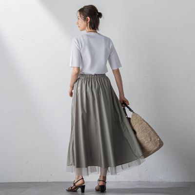 チュールタフタリバーシブルスカート≪洗濯機で洗える≫