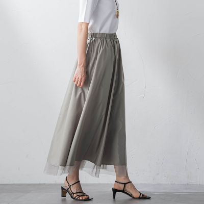 チュールタフタリバーシブルスカート≪洗濯機で洗える≫