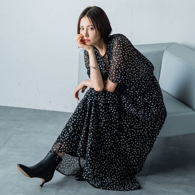 楊柳ドットプリントスカート≪洗濯機で洗える≫