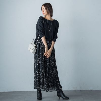楊柳ドットプリントスカート≪洗濯機で洗える≫