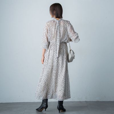 楊柳ドットプリントスカート≪洗濯機で洗える≫