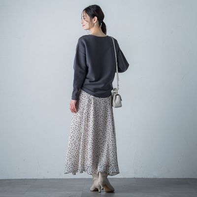 楊柳ドットプリントスカート≪洗濯機で洗える≫