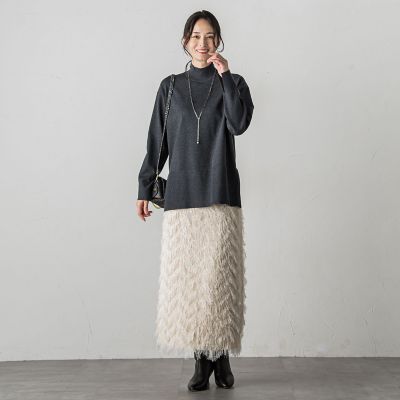 フリンジジャガードナロースカート
