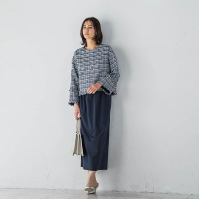 撥水ストレッチコクーンスカート≪洗濯機で洗える≫