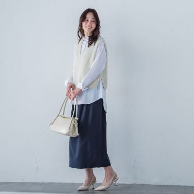 撥水ストレッチコクーンスカート≪洗濯機で洗える≫