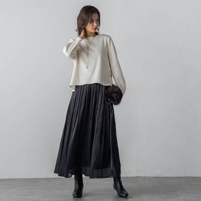 ブライトギャザーフレアースカート≪洗濯機で洗える≫