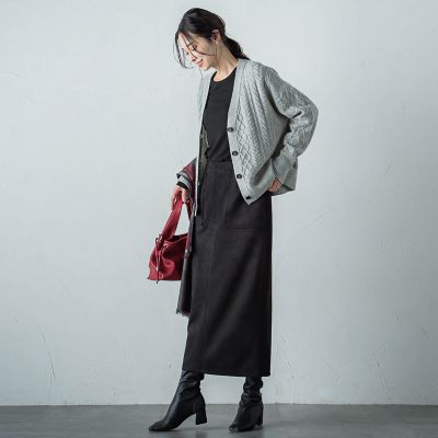 【ＷＥＢ限定】スエードナローロングスカート≪セットアップ対応／洗濯機で洗える≫