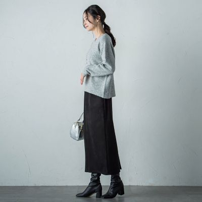 【ＷＥＢ限定】スエードナローロングスカート≪セットアップ対応／洗濯機で洗える≫