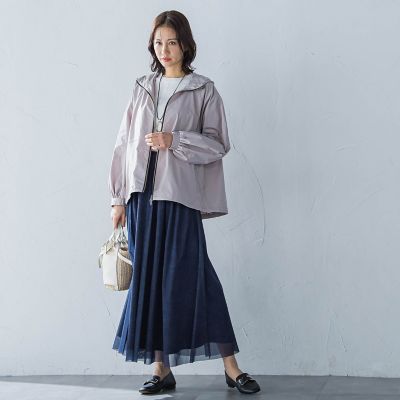 シアーデニムエアリーチュールスカート≪洗濯機で洗える≫