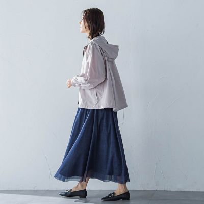 シアーデニムエアリーチュールスカート≪洗濯機で洗える≫