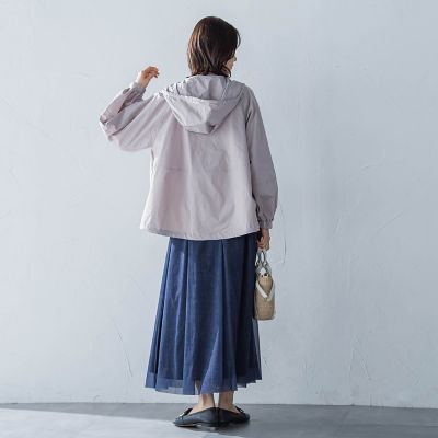シアーデニムエアリーチュールスカート≪洗濯機で洗える≫
