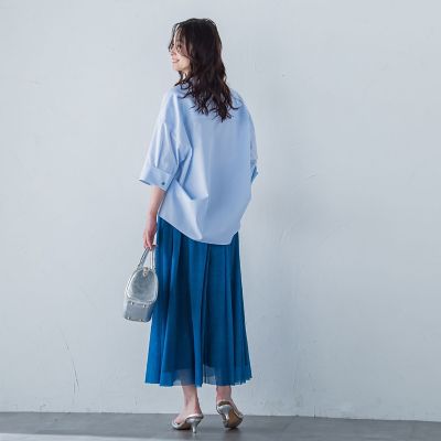 シアーデニムエアリーチュールスカート≪洗濯機で洗える≫