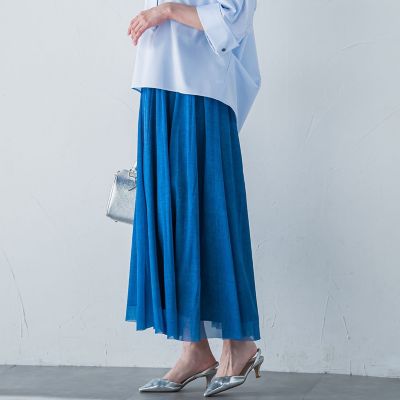 シアーデニムエアリーチュールスカート≪洗濯機で洗える≫