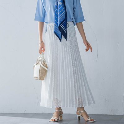 ＜LAUTREAMONT (Women)＞メッシュレースプリーツスカート≪洗濯機で洗える≫