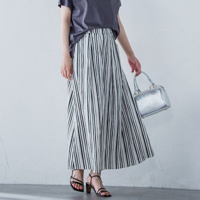 ＜LAUTREAMONT (Women)＞ワッシャーストライプスカート≪手洗い可能≫