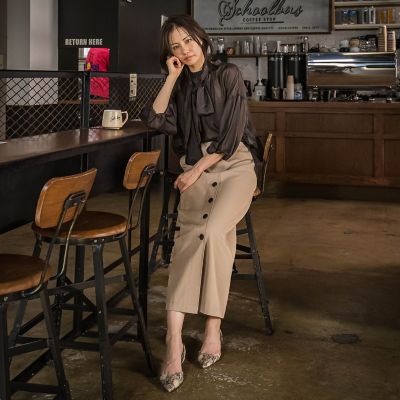 ＜LAUTREAMONT (Women)＞ナローシルエットチノスカート≪洗濯機で洗える≫