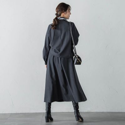 ウールブレンドストレッチフレアスカート≪セットアップ対応／手洗い