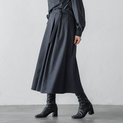ウールブレンドストレッチフレアスカート≪セットアップ対応／手洗い