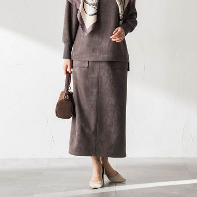 ＜LAUTREAMONT (Women)＞【ＷＥＢ限定】フェイクスエードナロースカート≪セットアップ対応≫