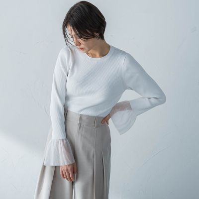 LAUTREAMONT (Women)/ロートレアモン 【洗えるニット】袖シアーリブニット