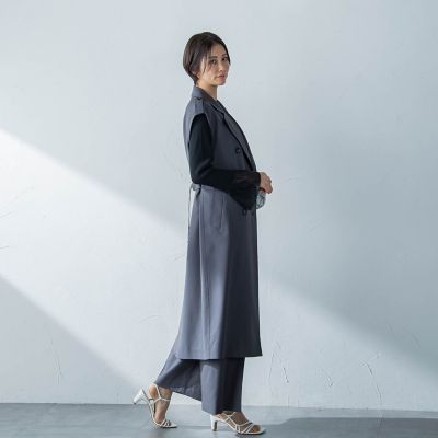 【洗えるニット】袖シアーリブニット