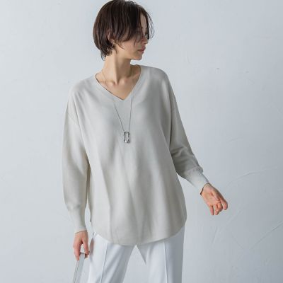 【ロートレアモン】【洗える】ホールガーメントVネックニットプルオーバー 洗える】ホールガーメントVネックニットプルオーバー
