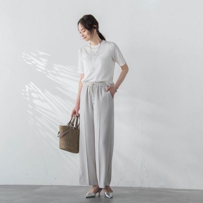 【ＷＥＢ限定】【３サイズ】５分袖ニットＴシャツ≪洗濯機で洗える≫